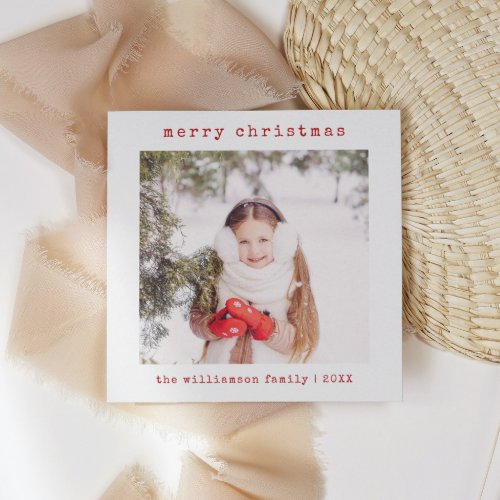 Merry Christmas Family Photo Minimalist  Holiday Card