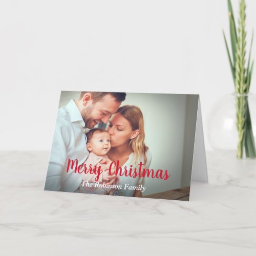 Merry Christmas Family Photo Modern Custom Holiday Card