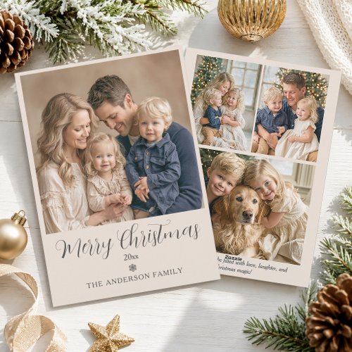 Merry Christmas Family Photo Modern Elegant Holiday Card