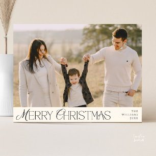 Merry Christmas Family Photo, Modern Elegant Postcard