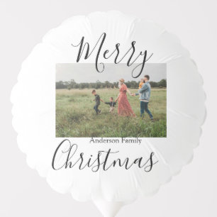 Merry Christmas family photo modern elegant rustic Balloon