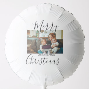 Merry Christmas family photo modern elegant rustic Balloon