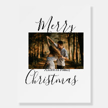 Merry Christmas family photo modern elegant rustic