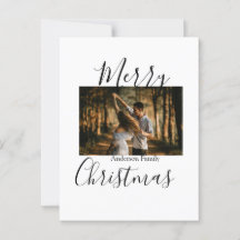 Merry Christmas family photo modern elegant rustic