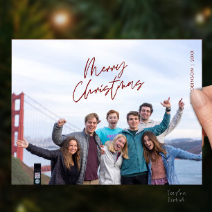 Merry Christmas Family Photo, Modern Minimal Postcard