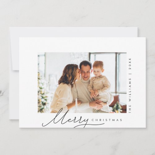 Merry Christmas Family Photo Modern Script Holiday Card