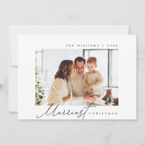 Merry Christmas Family Photo Modern Script Holiday Card