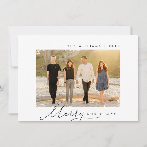 Merry Christmas Family Photo Modern Script Holiday Card