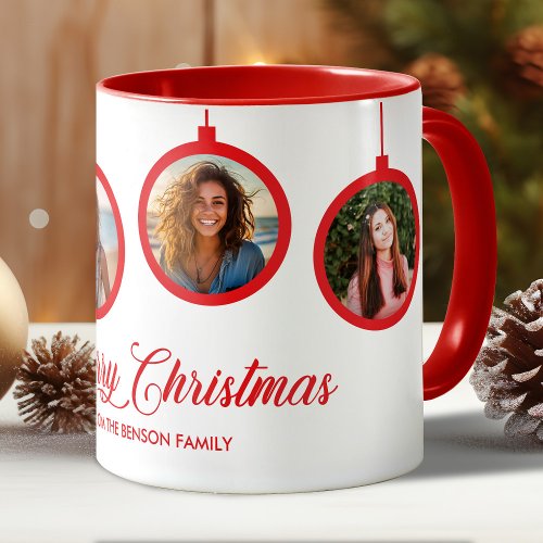 Merry Christmas Family Photo Name Personalized  Mug