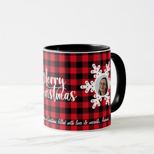 Merry Christmas Family Photo Name Personalized Red Mug