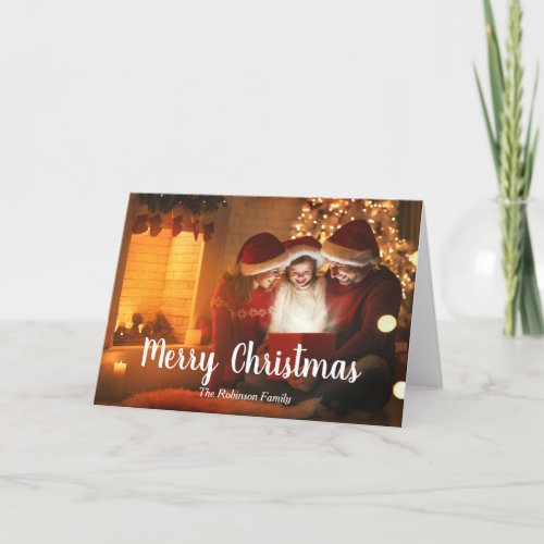 Merry Christmas Family Photo Personalize Happy Holiday Card