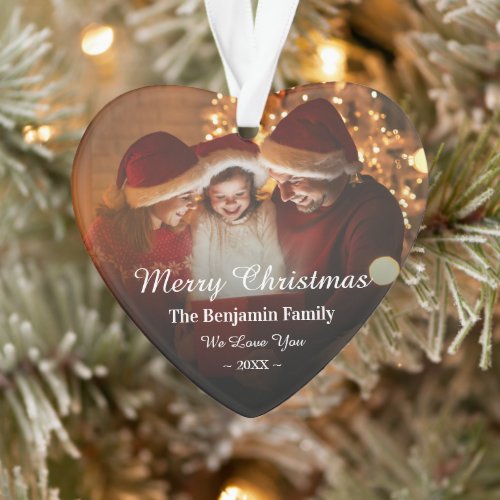 Merry Christmas Family Photo Personalize Ornament