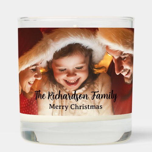 Merry Christmas Family Photo Personalize Scented Candle