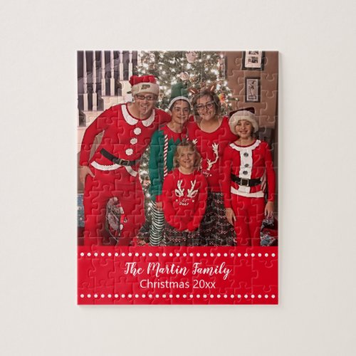 Merry Christmas Family Photo Personalized Jigsaw Puzzle