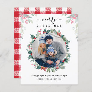 Merry Christmas Family Photo Plaid Card