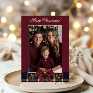 Merry Christmas family Photo Plaid Christmas Card