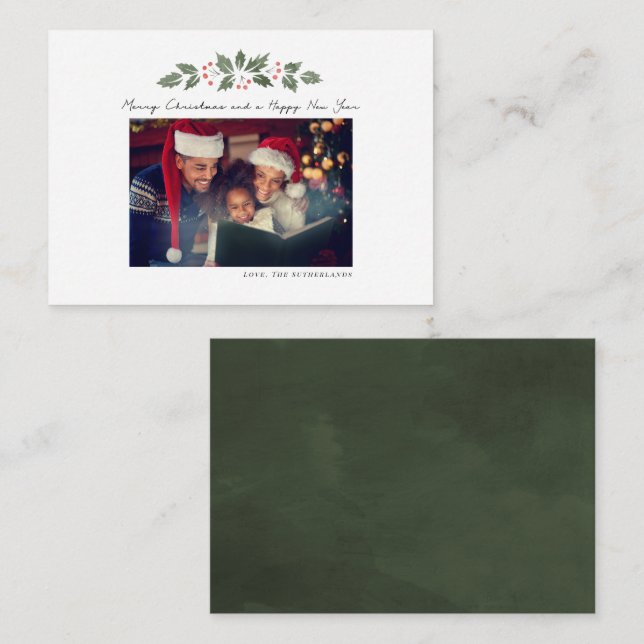 Merry Christmas Family Photo Rustic Holiday Note Card (Front/Back)