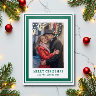 Merry Christmas Family Photo Simple Modern Letterpress Photo Cards