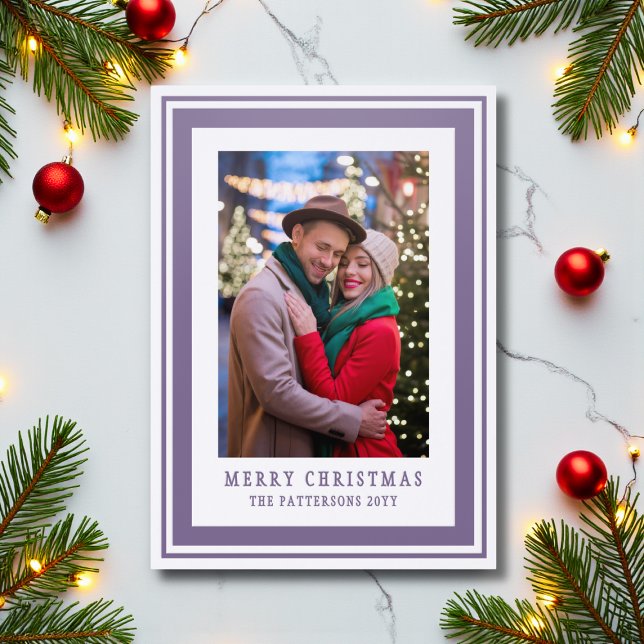 Merry Christmas Family Photo Simple Modern Letterpress Photo Cards (Creator Uploaded)