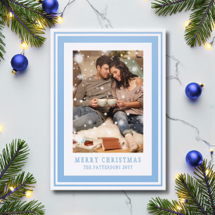 Merry Christmas Family Photo Simple Modern Letterpress Photo Cards