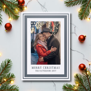 Merry Christmas Family Photo Simple Modern Letterpress Photo Cards