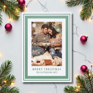 Merry Christmas Family Photo Simple Modern Letterpress Photo Cards