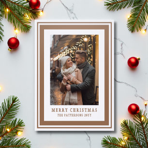 Merry Christmas Family Photo Simple Modern Letterpress Photo Cards