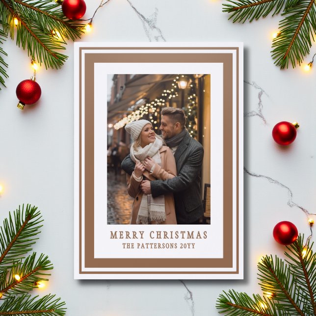 Merry Christmas Family Photo Simple Modern Letterpress Photo Cards (Creator Uploaded)