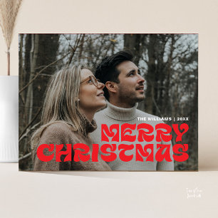 Merry Christmas Family Photo, Stylish Elegant Chic Postcard