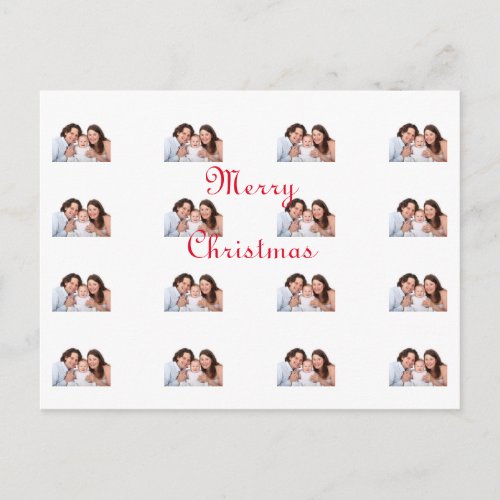 Merry Christmas Family Photo Template Trendy Cute Postcard