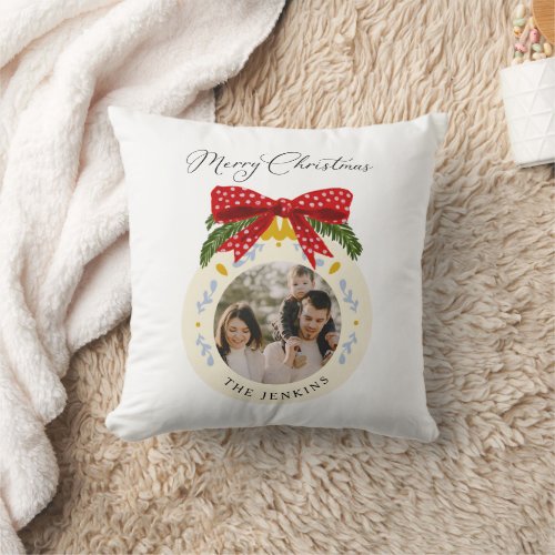 Merry Christmas Family Photo Throw Pillow