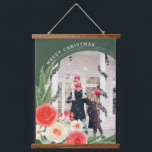 Merry Christmas Family Photo Winter Floral Hanging Tapestry<br><div class="desc">Merry Christmas Personalized Family Photo Winter Floral Wall Hanging Tapetry features the text "Merry Christmas" in modern white script accented with an elegant winter watercolor floral frame surrounding your favorite photo. Personalize on the reverse by editing the text in the text boxes provided. Designed for you be Evco Holidays. For...</div>