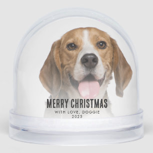 Merry Christmas Family Photo with Dog Custom Snow Globe