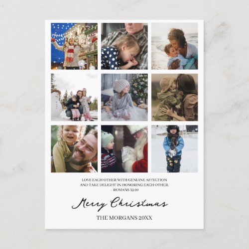 Merry Christmas Family Photos and Scripture   Holiday Postcard