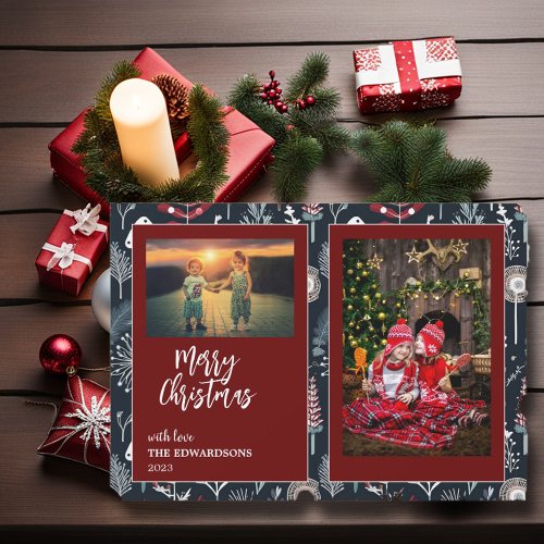 Merry Christmas family photos magnetic card