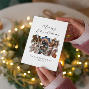 Merry Christmas Family Puzzle Collage Photos Holiday Card
