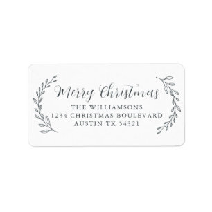 Merry Christmas Family Return Address Foliage Label