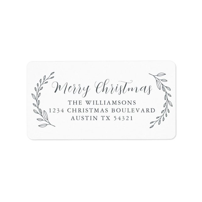 Merry Christmas Family Return Address Foliage Label (Front)