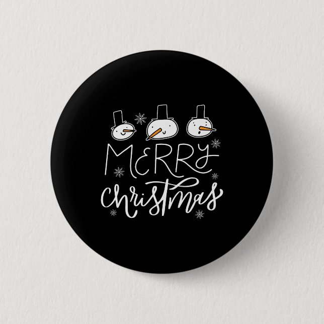 Merry Christmas Family Snowman Christmas Men Xmas  Button (Front)