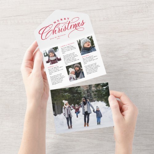 Merry Christmas family update red holiday card