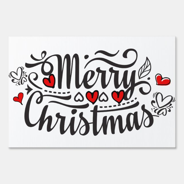 Merry Christmas fancy calligraphy lettering xmas Sign (Front)