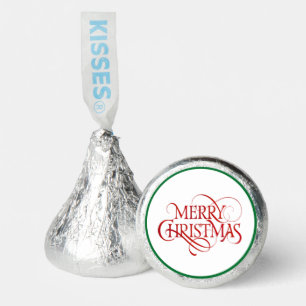 Merry Christmas Fancy Calligraphy Red Green Kisses Hershey®'s Kisses®