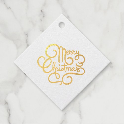 Merry Christmas Fancy Font Real Gold Foil Gift Foil Favor Tags