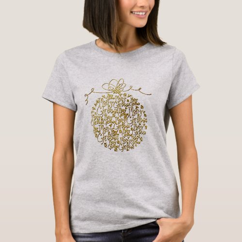 Merry Christmas Fancy Gold Ornament T_Shirt