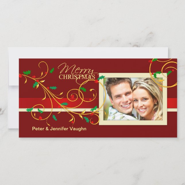 Merry Christmas Fancy Holiday Photo Cards (Front)