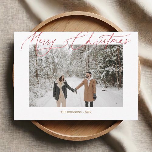 Merry Christmas Fancy Script Photo Holiday Card