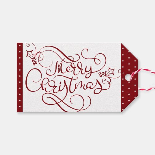 Merry Christmas Fancy Script Your Color TO FROM Gift Tags