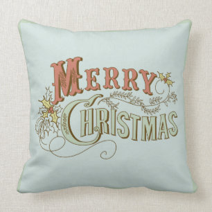 Merry Christmas Fancy Text Design 2 Throw Pillow