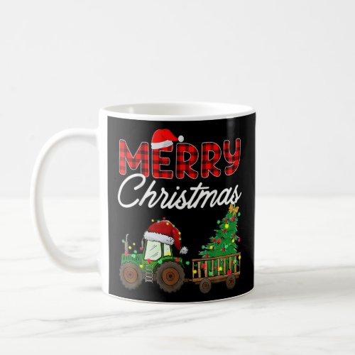 Merry Christmas Farm Tractor Tree Buffalo Plaid Sa Coffee Mug