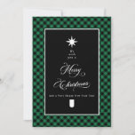 Merry Christmas Farmhouse Plaid Chalkboard Photo Holiday Card